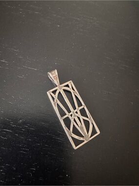 Sterling Silver Geometric Rectangle Pendant Necklace - Silver